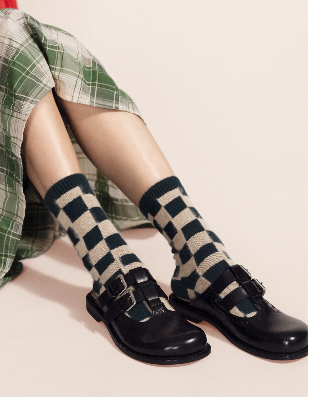 Hansel from Basel :: Dash Checkered Cashmere Crew Sock