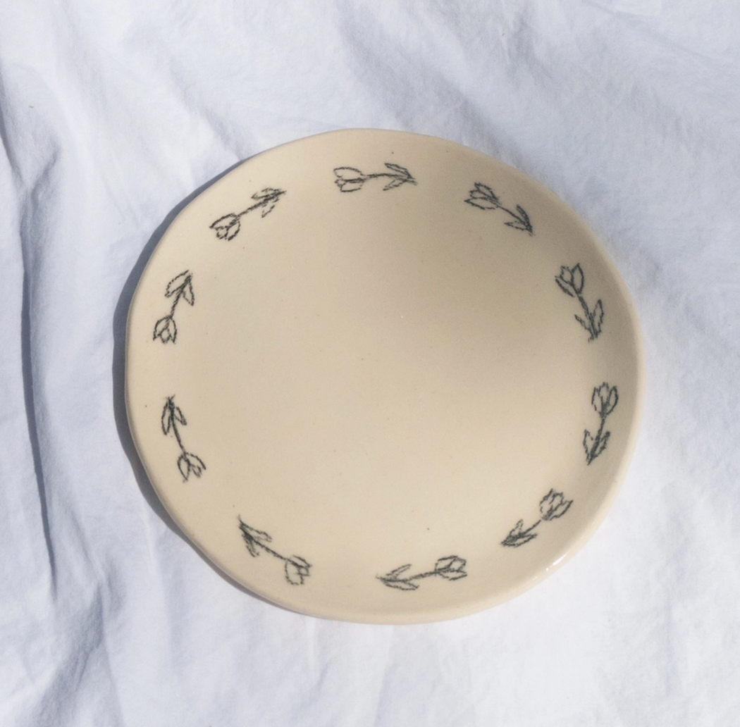 Erika Christine Ceramics :: Line Drawn Tulips Catchall Plate