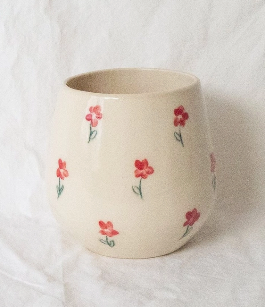 Erika Christine Ceramics :: Wine Cup, Red Poppy