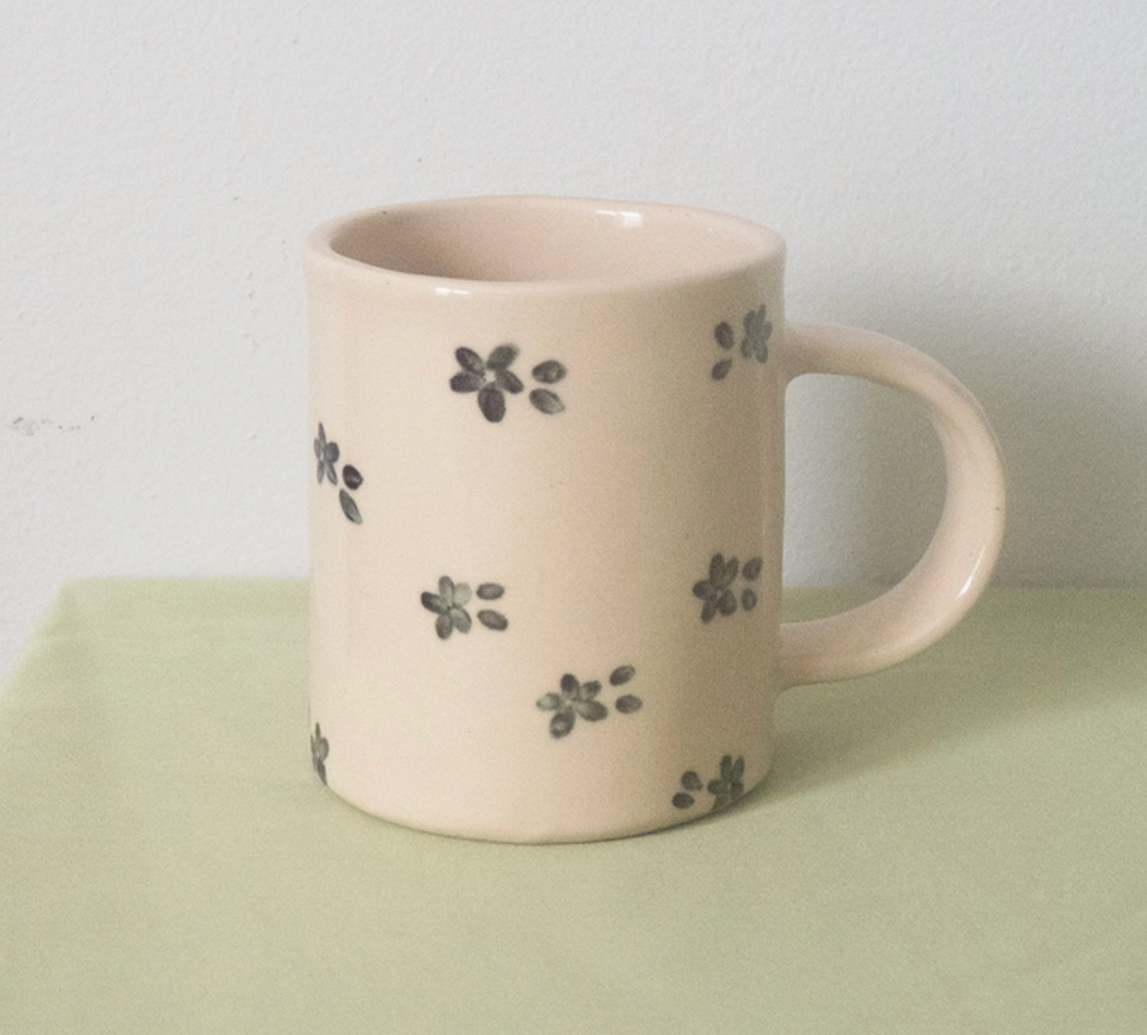 Erika Christine Ceramics : Black Forget Me Not Mug