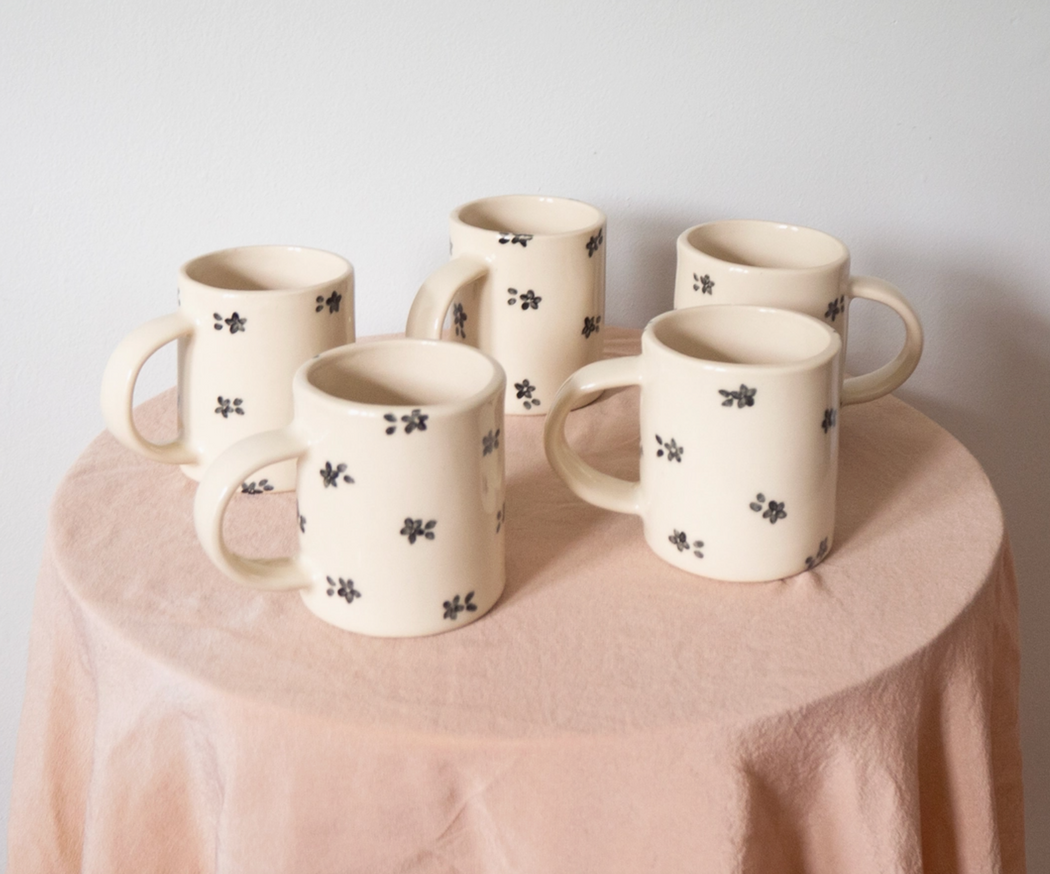 Erika Christine Ceramics : Black Forget Me Not Mug