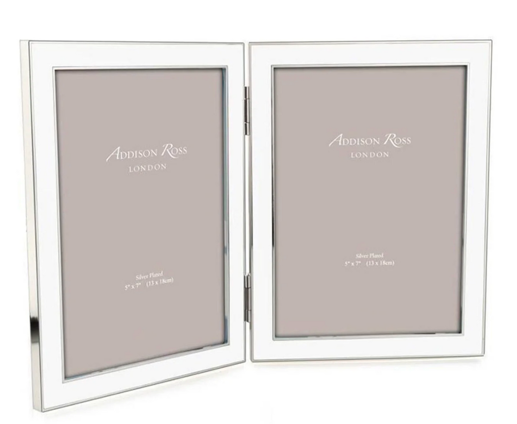 Addison Ross :: 5x7 Double Picture Frame, White Enamel