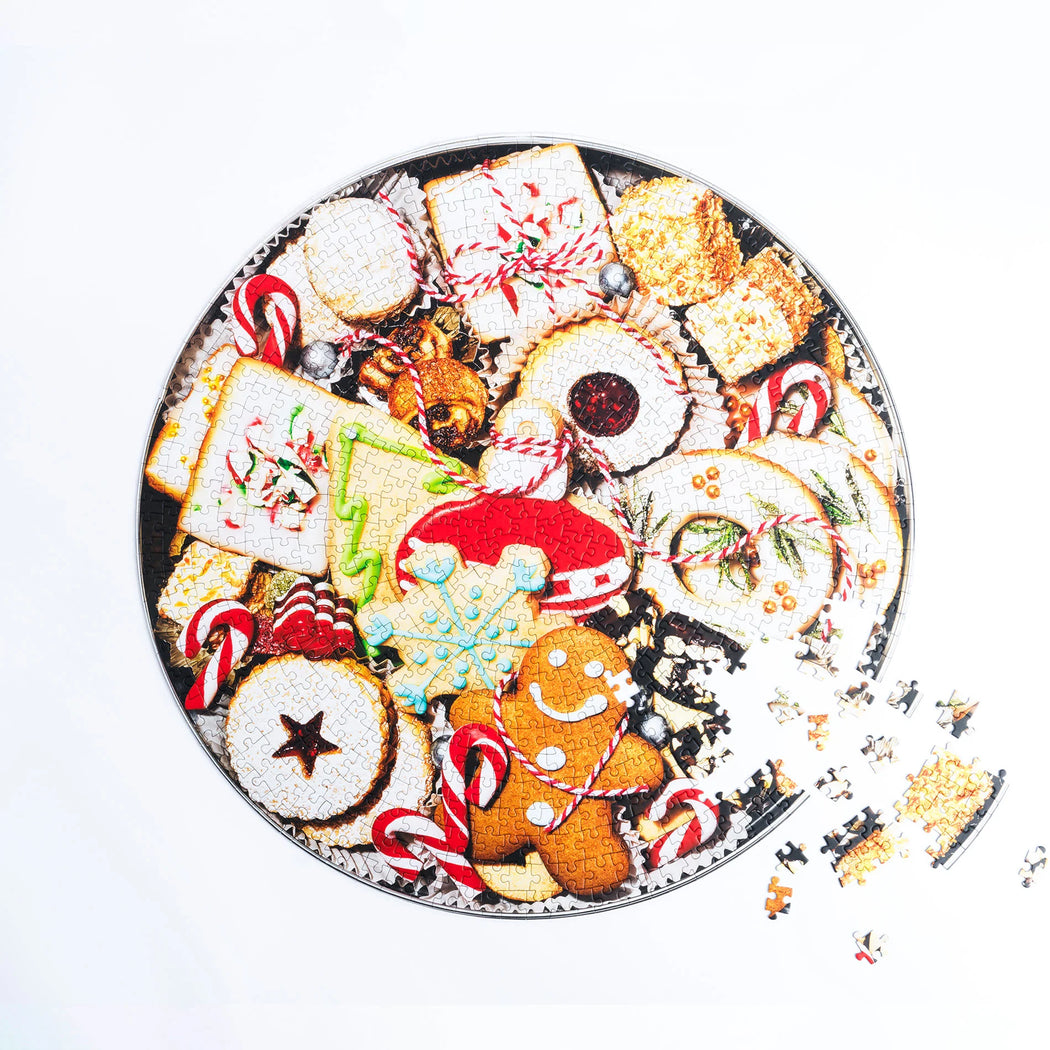 Piecework :: Holiday Cookie Tin Puzzle, 750 piece