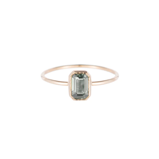 Jennie Kwon Designs :: Emerald Cut Green Sapphire Wisp Ring size 7